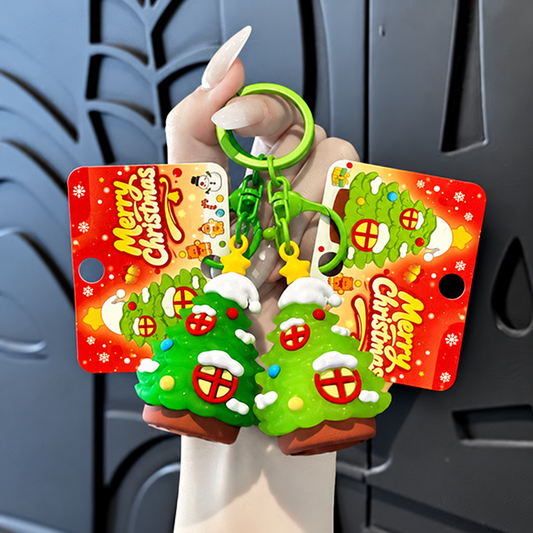 Christmas tree keychain charms, illustrative supplier-based image