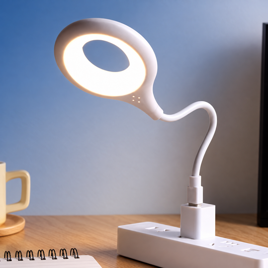 White flexible-neck USB LED light, illustrative supplier-based image